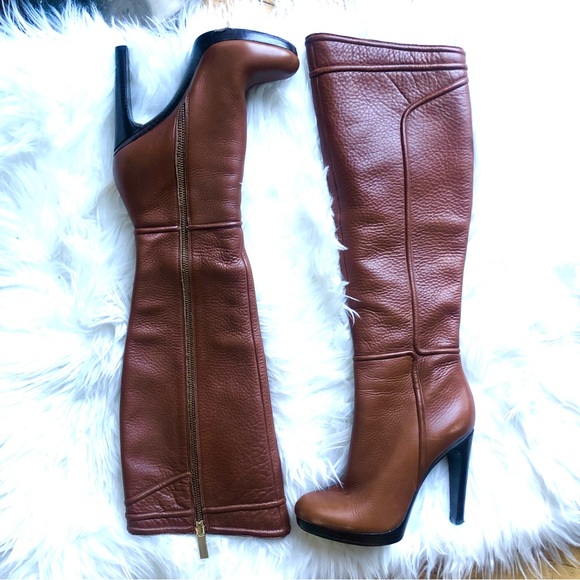 Rachel Zoe Chloe Luggage Leather Platform Boots 6 - Picture 4 of 15